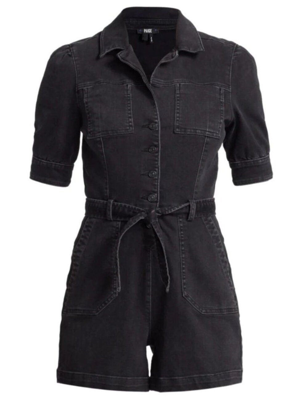 PAIGE Mayslie Black Denim Utility Romper Size 0